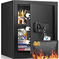 1.8 Cubic Fireproof Safe with Waterproof Fireproof Bag, Anti-Theft Home Safe Fireproof Waterproof with Digital Keypad Key, Security Safe Box for Pistol Money Medicine Important Documents