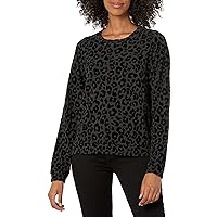 Majestic Filatures Women's Viscose/Elastane French Terry Leopard Print Pullover