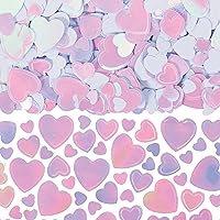 Shimmering & Sparkling Iridescent Metallic Hearts Confetti - 2.5 oz. (1 Pack) - Perfect for Weddings, Birthdays, and Celebrations