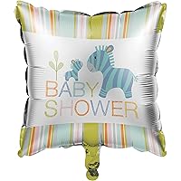 Creative Converting 324588 Baby Shower Multicolor Metallic Square Balloon, 18