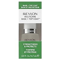 Revlon Multicare Base + Top Coat, 2 in 1 Nail Strengthener and Top Coat for Glossy Shine Finish, 0.5 oz