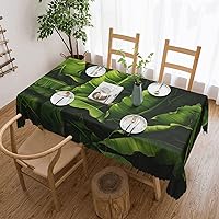 Fresh Banana Leaves Tabletop Decoration, Fabric Table Cover for Indoor and Outdoor Use, 54 X 72 Inch