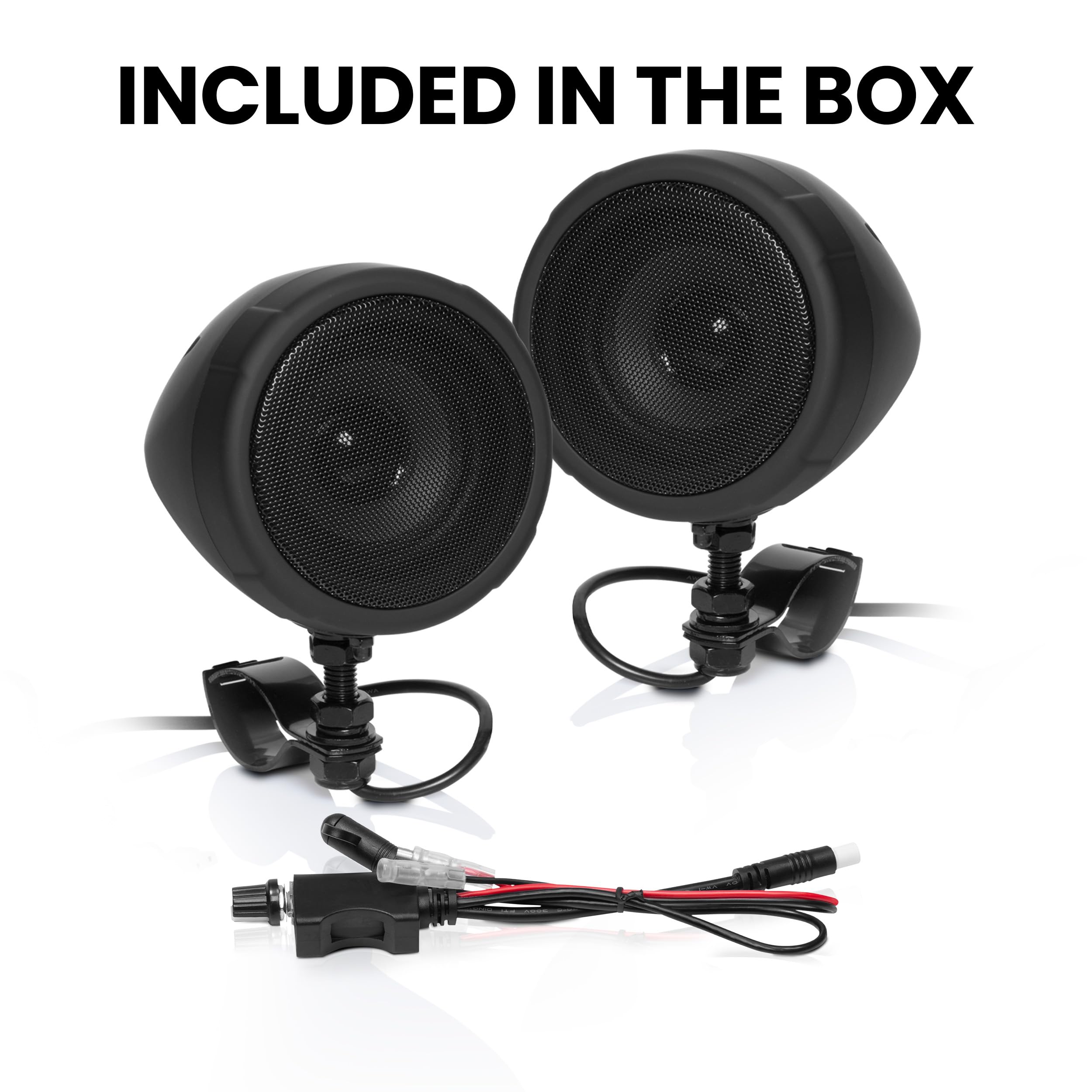 BOSS Audio Systems MCBK425BA 3 Inch Motorcycle Speakers – Built-in Bluetooth Amplifier, Weatherproof, Volume Control, ATV UTV Compatible