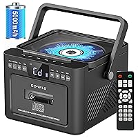 Boombox Cassette CD Player Combo with Bluetooth, FM, Remote Control, Tape Recording, AUX/TF/USB Drive, Rechargeable CD Player with Stereo Sound & Headphone Jack, LED Display for Home,Kids,Gift