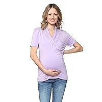 LaClef Women's Short Sleeve Surplice Maternity Nursing Top