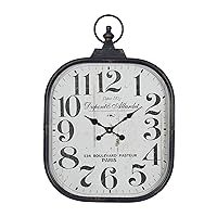 Deco 79 Metal Distressed Pocket Watch Style Wall Clock with Ring Finial, 18