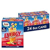 Dole Energy Delight Flavored Fruit Juice Drink, Mango Strawberry, No Added Sugar, Excellent Source of Vitamins B6, B12 & C, From Green Tea & B Vitamins, 80mg Caffeine, 8 Fl Oz (Pack of 4), 24 Cans