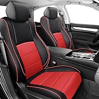 Custom Fit Car Seat Cover for Select 2018 2019 2020 2021 2022 Honda Accord EX-L, Touring, Sport, EX, Hybrid - Full Set with Water-Resistant Breathable Microfiber Leather (Black&Red