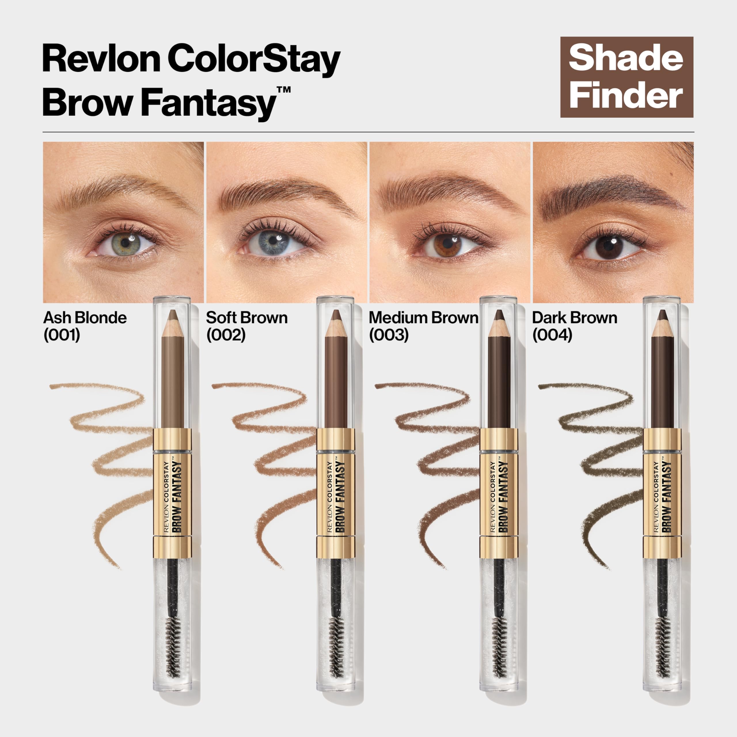 Revlon ColorStay Brow Fantasy, All In One Eyebrow Powder Pencil with Shaping Clear Gel, Gel Infused with Panthenol, Smudge-proof, 16HR Visibly Full Brows, 104 Dark Brown