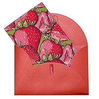 Strawberry Greeting Cards with Envelopes Cute Blank Note Cards Thank You Cards Red-Style