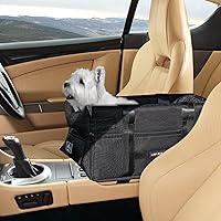 Console Dog Car Seat for Small Dogs Cats Pet Supplies Portable Car Armrest Bag Convenient for Disassembly and Cleaning Included Safety Tethers Perfect Car Seat for Pup Cats Black