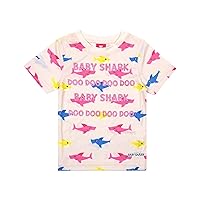 Baby Shark Girl's T-Shirt Glitter All Over Print Pink Top 4-5 Years