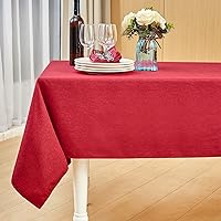 Mebakuk Rectangle Table Cloth Linen Farmhouse Tablecloth Waterproof Anti-Shrink Soft and Wrinkle Resistant Decorative Fabric Table Cover for Kitchen (Dark Red, 60