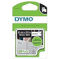 DYMO D1 High-Performance Flexible Nylon Labels | Authentic | 12mm x 5.5m Roll | Black Print on White | Self-Adhesive Labels for LabelManager Label Makers