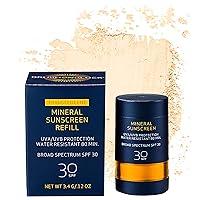 Brush On Block Mineral Sunscreen Powder Refill, Natural Broad-Spectrum SPF 30, Safe for Sensitive Skin, UVA UVB Face Protection, Reef Friendly (Translucent - Refill)