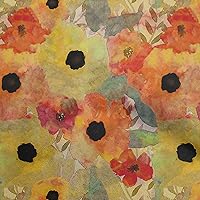 Cotton Silk Orange Fabric Abstract Floral Sewing Material Print Fabric by The Yard 42 Inch Wide-1ra