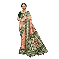 Elina fashion Women's Cotton Silk Chevron Print Saree with Unstitched Blouse For Her | Holi Gift for Her