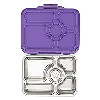 Yumbox® Presto Leakproof Stainless Steel Bento Box (Remy Purple), 4 compartments plus treat well, Lightweight, Premium Durable Materials, Silicone seal, Stainless Steel Tray, Easy open Latch