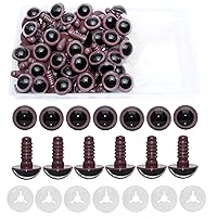 ARTCXC 50Pcs 15mm Colorful Solid Plastic Safety Eyes Craft Eyes with Washers for Doll, Puppet, Plush Animal DIY Making (brown)