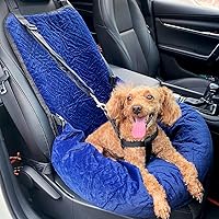 Dog Car Seat, Dog Booster Seat Specially Designed for The Safety of Dogs, Removable Pet Car Seat Velvet Dog Beds for Small Dogs, Puppy Car Seat Fit for Small Dogs Cats or Other Pets (Navy)