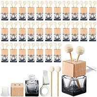 Zubebe 30 Pack Car Diffuser Air Freshener Bottle Empty Car Essential Oil Diffuser Auto Glass Perfume Diffuser Bottle with Vent Clip Wooden Caps Stick Fragrance Ornament(Gradient Square)