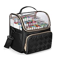 Large Marker Organizer Case for 180 Markers, Marker Storage Bag with Dividers and 4 Pockets for Paint Markers, Paint Brushes, Colored Pencils or Other Art Supplies, Black (Patented Design)
