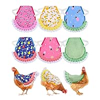 6pcs Hen Saddle Apron，Waterproof Chicken Saddle Hen Apron with Elastic Chicken Jacket Straps Hen Apron Poultry Protector Wing Back Protector Print Feather Protective Jacket(B)