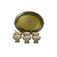 Perfect for Serving Bronze Rajwadi Ice Cream Set with Tray for Serving and Dessert Bowl