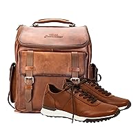 VELEZ Full Grain Leather Backpack, Tan, 30L, Business Casual for Men with Vélez 10.5 Sneakers
