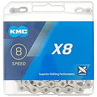 KMC X8 8-Speed Silver X-Series Bicycle Chain Compatible with Shimano, SRAM, Campagnolo and All Major Systems