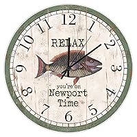 Custom Relax Blackhead Seabream Wall Clock, Silent Non-Ticking 12 inch Round Wooden Wall Clock Home Decor Clock Art for Living Room Kitchen Bedroom Ship from US