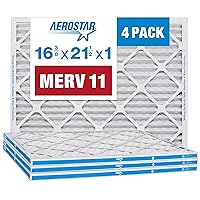 Aerostar 16 3/8 x 21 1/2 x 1 MERV 11 Pleated Air Filter, AC Furnace Air Filter, 4 Pack (Actual Size: 16 3/8
