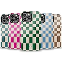 Custom Initials Retro Checkerboard Personalized Name Case, Designed ‎for iPhone 15 Plus, iPhone 14 Pro Max, iPhone 13 Mini, iPhone 12, 11, X/XS Max, ‎XR, 7/8‎ Green