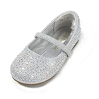 DREAM PAIRS Girls Mary Jane Rhinestone Dress Shoes Slip On Ballet Toddler Flats for Party, Wedding, Christmas