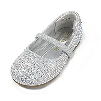 DREAM PAIRS Girls Mary Jane Rhinestone Studded Slip On Ballet Flats Toddler