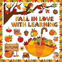 114pcs Fall in Love with Learning Bulletin Board Set Fall Classroom Tree Decorations Thanksgiving Autumn Maple Leaves Cutouts for School Classroom Bulletin Board Blackboard Chalkboard