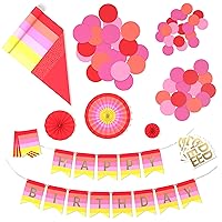 Crayola Color Pop Party Decorations Set - Red, Orange, Pink, Yellow (Customizable Banner, Reversible Table Runner, Paper Fan Flowers, Paper Dots) for Birthdays, Holidays, Celebrations