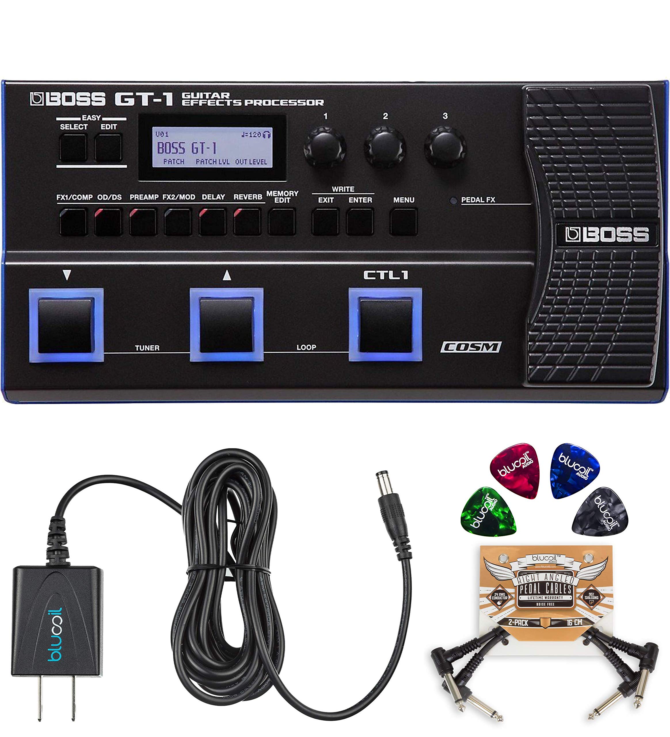 Mua BOSS GT-1 Guitar Multi-Effects Processor Bundle with BOSS Tone Studio,  Blucoil 9V DC Power Supply, 2-Pack of Pedal Patch Cables, and 4-Pack of  Celluloid Guitar Picks trên Amazon Mỹ chính hãng