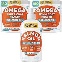 Omega 3 Alaskan Salmon Oil for Dogs Bundle - Dry&Itchy Skin Relief + Allergy Support - EPA&DHA Fatty Acids - Natural Fish Oil Promotes Heart, Brain, Hip& Joint Support - 360 Chews + 32oz - Made in USA