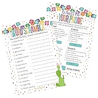 DISTINCTIVS Taco 'Bout a Baby Shower - What's On Your Phone and Word Scramble (2 Game Bundle) - 20 Dual Sided Cards