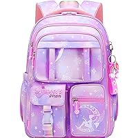 Wraifa Girls Backpack Elementary School Backpacks for Girls Cute Princess Preschool Middle School Bag Kids Bookbag (Only Backpack Purple)
