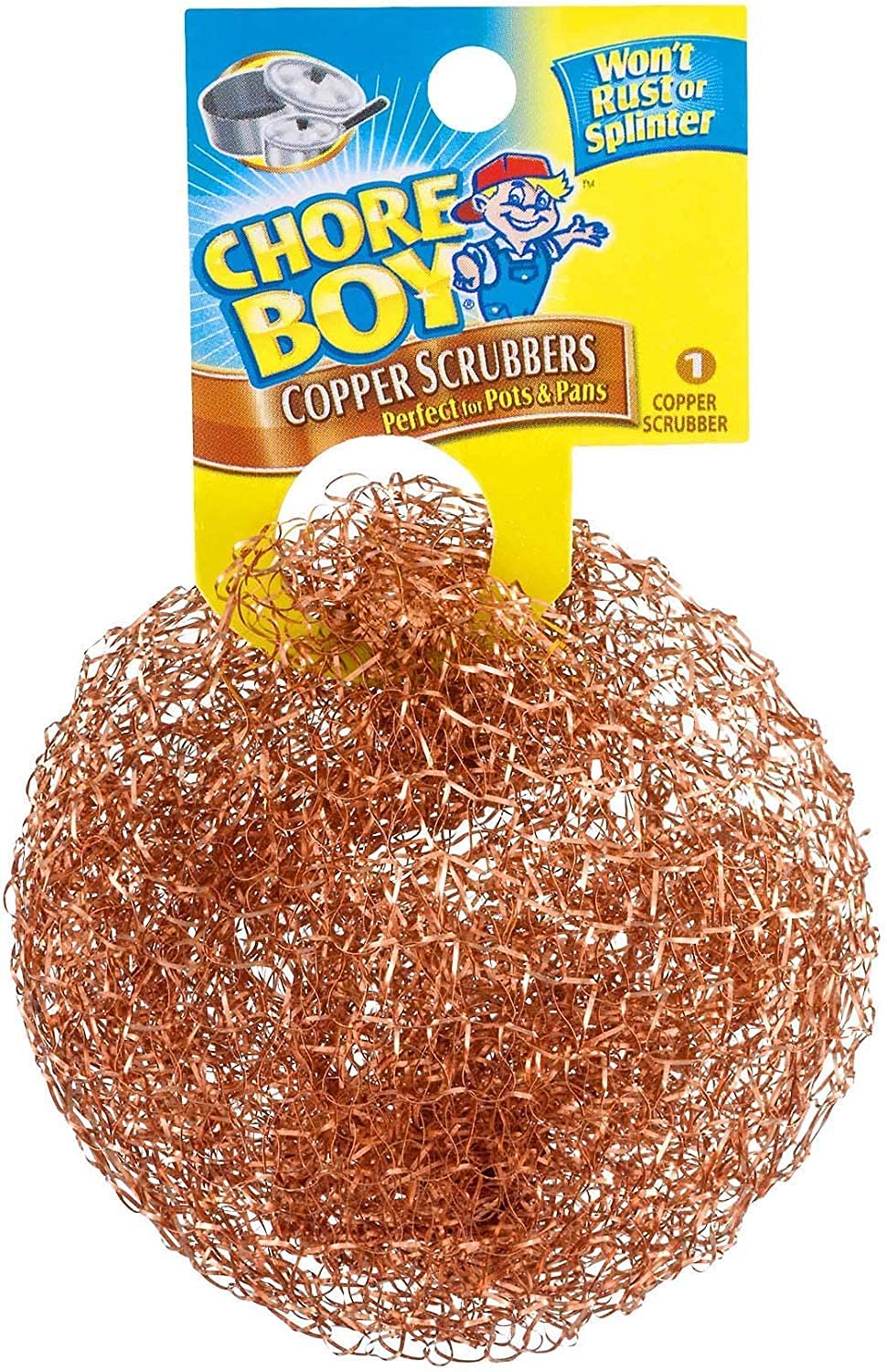 Chore Boy Ultimate Copper Scrubber Scouring Pad, 100% Pure Copper (6-Pack)
