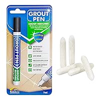 Grout Pen Tile Paint Marker: Black Narrow 5mm with 5 Pack Replacement Tips - Waterproof Grout Colorant and Sealer Pen to Renew, Repair, and Refresh Tile Grout - Cleaner Coating Stain Pens