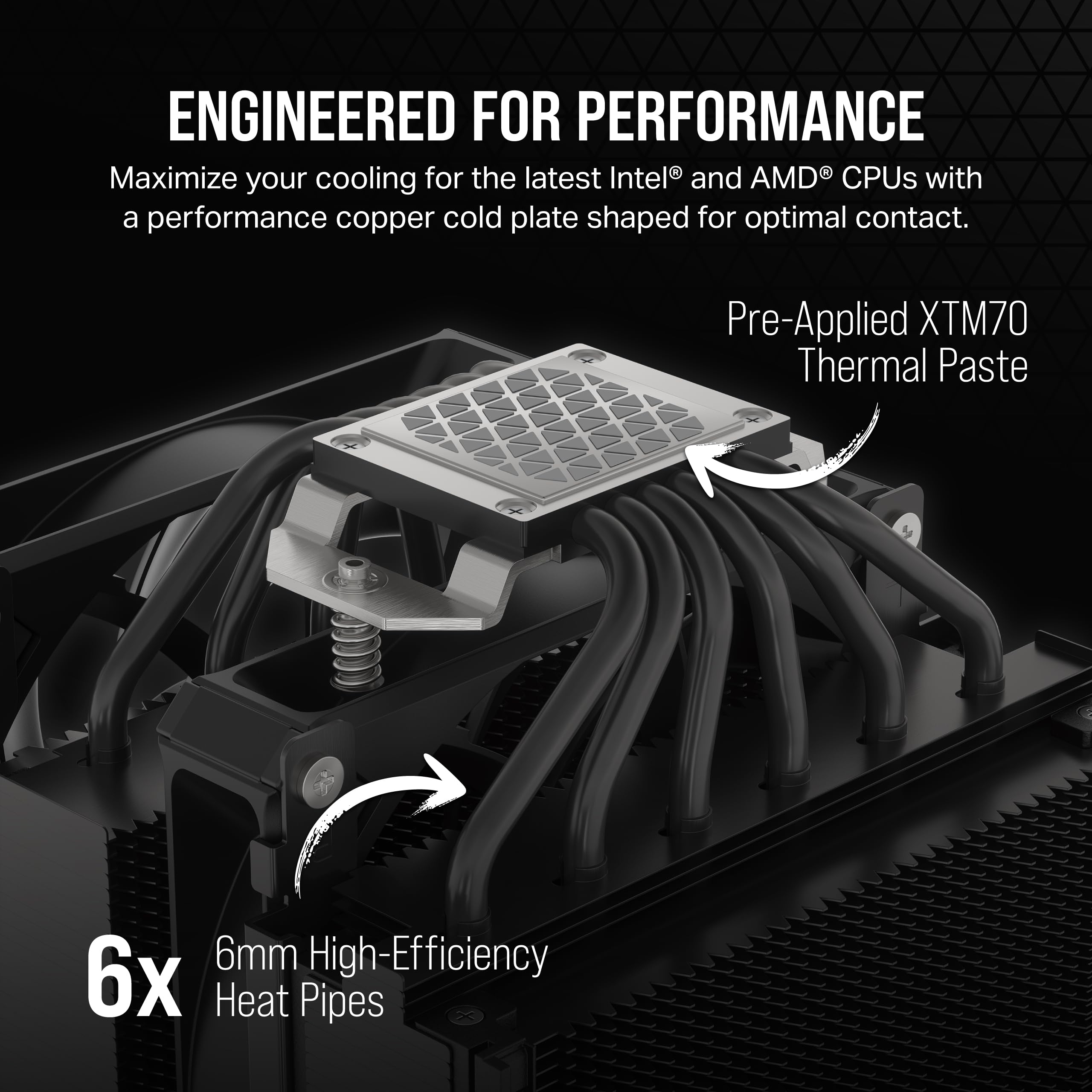 CORSAIR A115 High-Performance Tower CPU Air Cooler — Cools up to 270W TDP - Slide-and-Lock Fan Mount - Two Corsair AF140 Elite Fans - Easy to Install - Pre-Applied Thermal Paste — Black