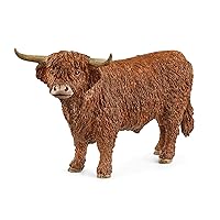 Schleich Farm World Realistic Highland Bull Cow Animal Figurine - Highly Detailed and Durable Farm Animal Toy, Fun and Educational Play for Boys and Girls, Gift for Kids Ages 3+