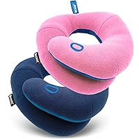BCOZZY Kids Bundle- 2 Travel Neck Pillows for Toddlers- Super Soft Head, Neck, and Chin Support, for Comfortable Sleep in Car Seat Booster and Plane- Washable, Pink, Navy