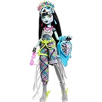 Monster High Frankie Stein Doll with Glam Monster Fest Outfit and Festival Themed Accessories Like Snacks, Band Poster, Statement Bag and More