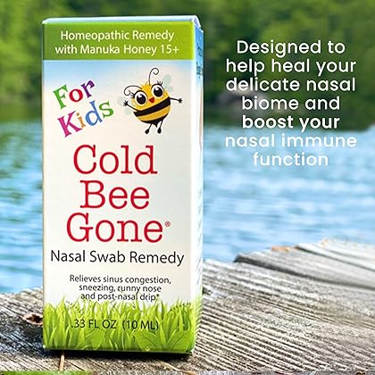 Cold Bee Gone for Kids Nasal Swab Cold and Flu Symptom Remedy w/Manuka Honey - 70+ Doses - All Natural for Kids