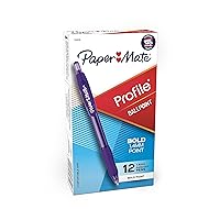 Paper Mate Profile Retractable Ballpoint Pens, Bold (1.4mm), Purple, 12 Count