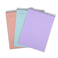 Mintra Office TOP BOUND Durable Spiral Notebooks (Lavender, Salmon, Sage Green, College Ruled 3pk)